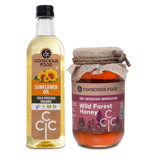 Pack of Sunflower Oil - 1L & Wild Forest Honey - 500g